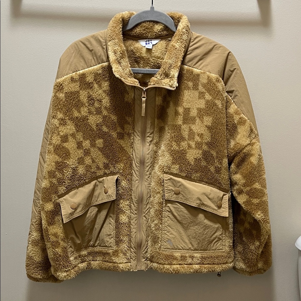 Joy Rich Tan Faux Fur Zip Jacket